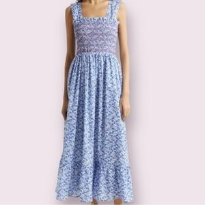 Millie Garden smocked midi sundress Ladies size small Condesa blue floral